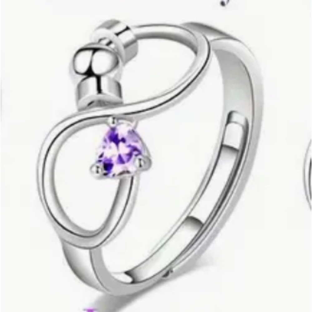 Ring Dainty Light Purple Adjustable Infinity Fidget Silvery. All Occasions/Sizes